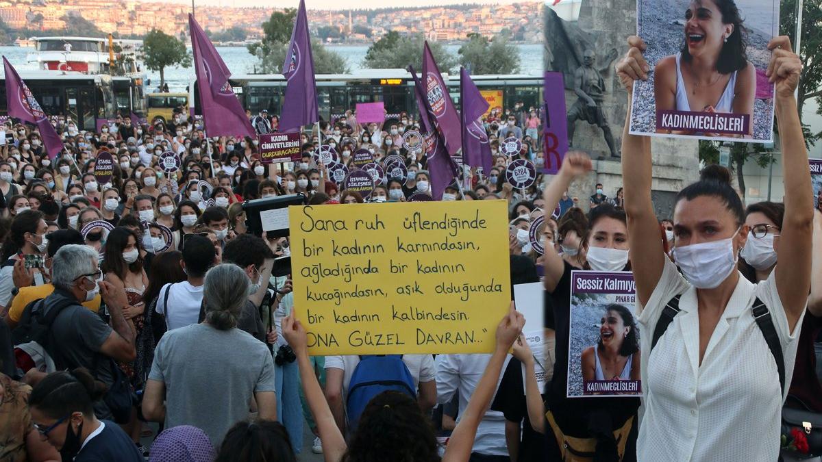 İstanbul'da Pınar Gültekin eylemi! Ünlüler de katıldı