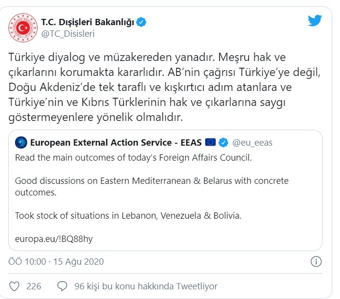 Türkiye’den AB’ye ‘Doğu Akdeniz’ yanıtı - Resim : 1