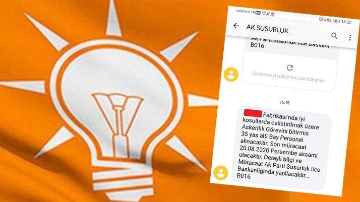 AKP, İŞKUR gibi… Müracaatlar ilçe başkanlığına yapılacaktır!
