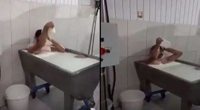 Konya'da skandal görüntü: Süt kazanına girip banyo yaptı - Son dakika  haberleri