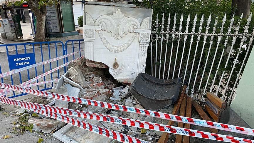 İstanbul’daki tarihi çeşme kazada zarar gördü