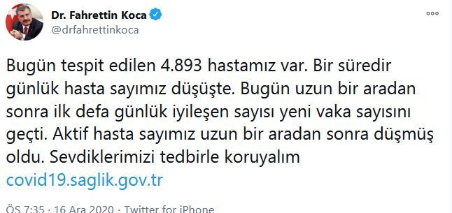 Güncel koronavirüs tablosu açıklandı - Resim : 2