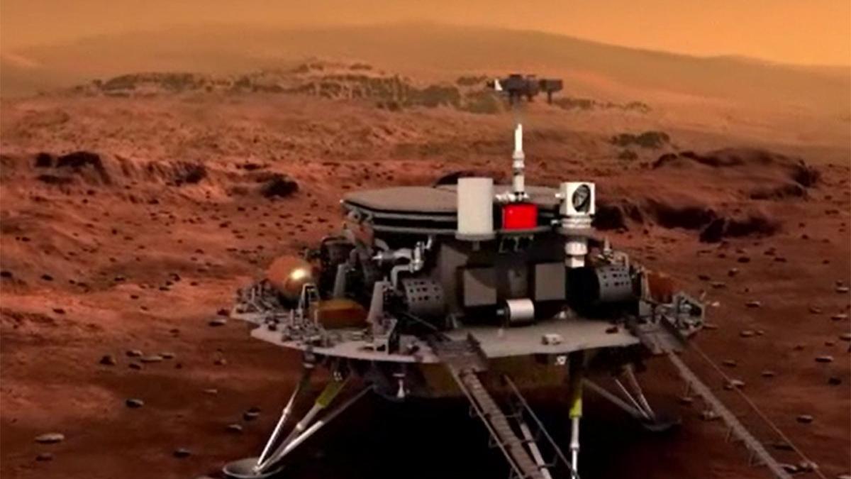 Chinese Mars rover Zhurong leaves his first footprint on the Red Planet