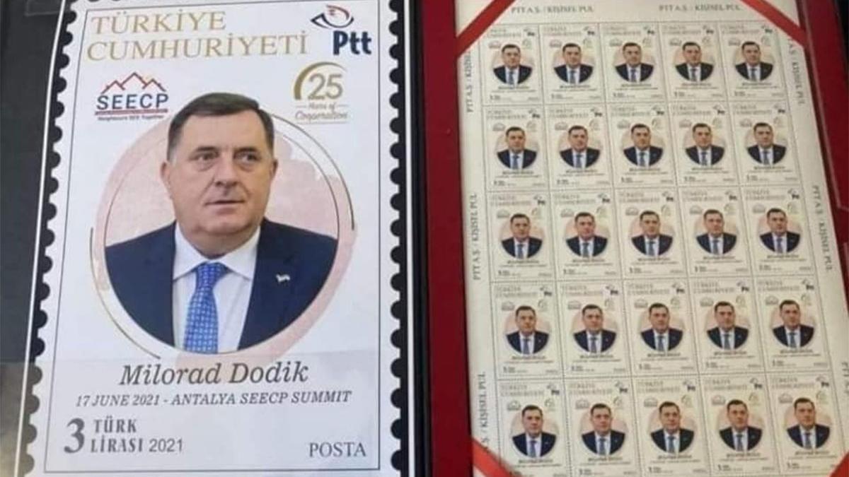 PTT'nin puluna Dodik'in resminin bastırılması tepki çekti! 'Bu yanlış acilen düzeltilmeli'
