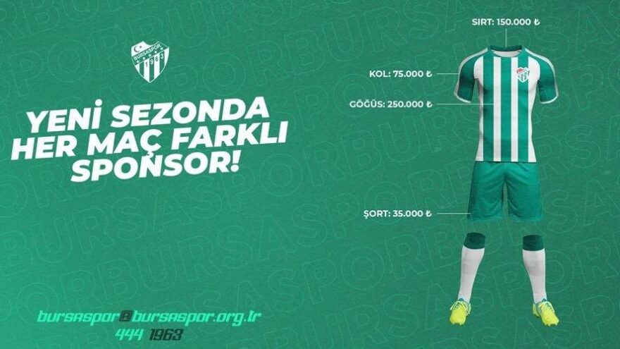 Bursaspor, her maç için farklı forma reklamları alacak