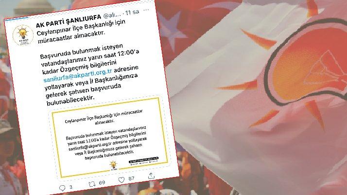 AKP ilçe başkanı bulabilmek için sosyal medyadan ilan verdi
