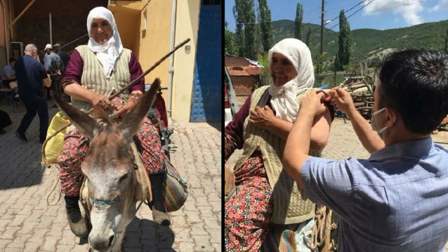 Hizmette sınır yok: Eşek üzerinde aşı