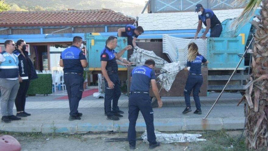 Zabıtadan şezlong fırsatçılığına müdahale