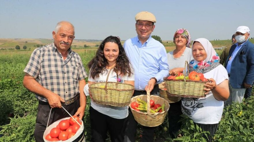 İmamoğlu ilk hasadı çiftçilerle birlikte yaptı, Kanal İstanbul mesajı verdi