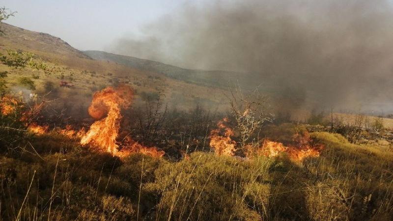 Aliağa’da makilik alanda çıkan yangını söndürme çalışmaları devam ediyor