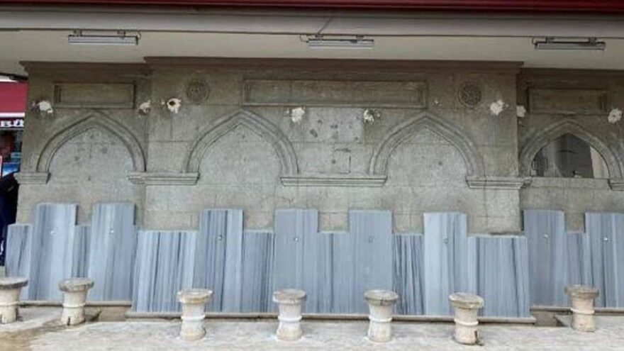 Tarihi şadırvanı mermerle kaplamaya kalktılar