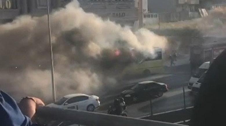 E-5’te seyir halindeki özel halk otobüsü alev topuna döndü