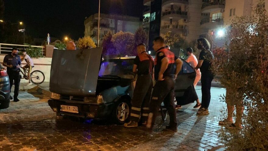 Seyir halindeki otomobilde yangın çıktı