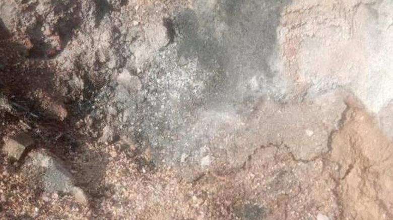 Yol yapımı sırasında boru patlayınca yangın çıktı