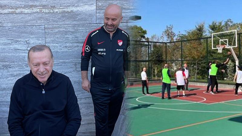 Cumhurbaşkanlığı Külliyesi’nde Erdoğan ve bakanlar basketbol maçı yaptı