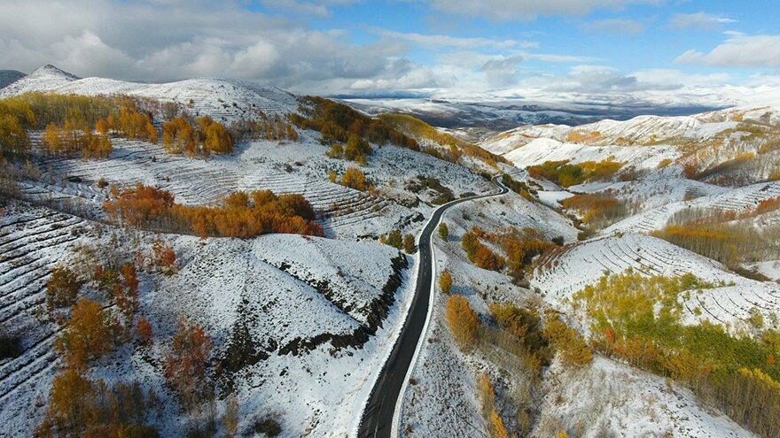 Erzurum ormanlarında iki mevsim bir arada
